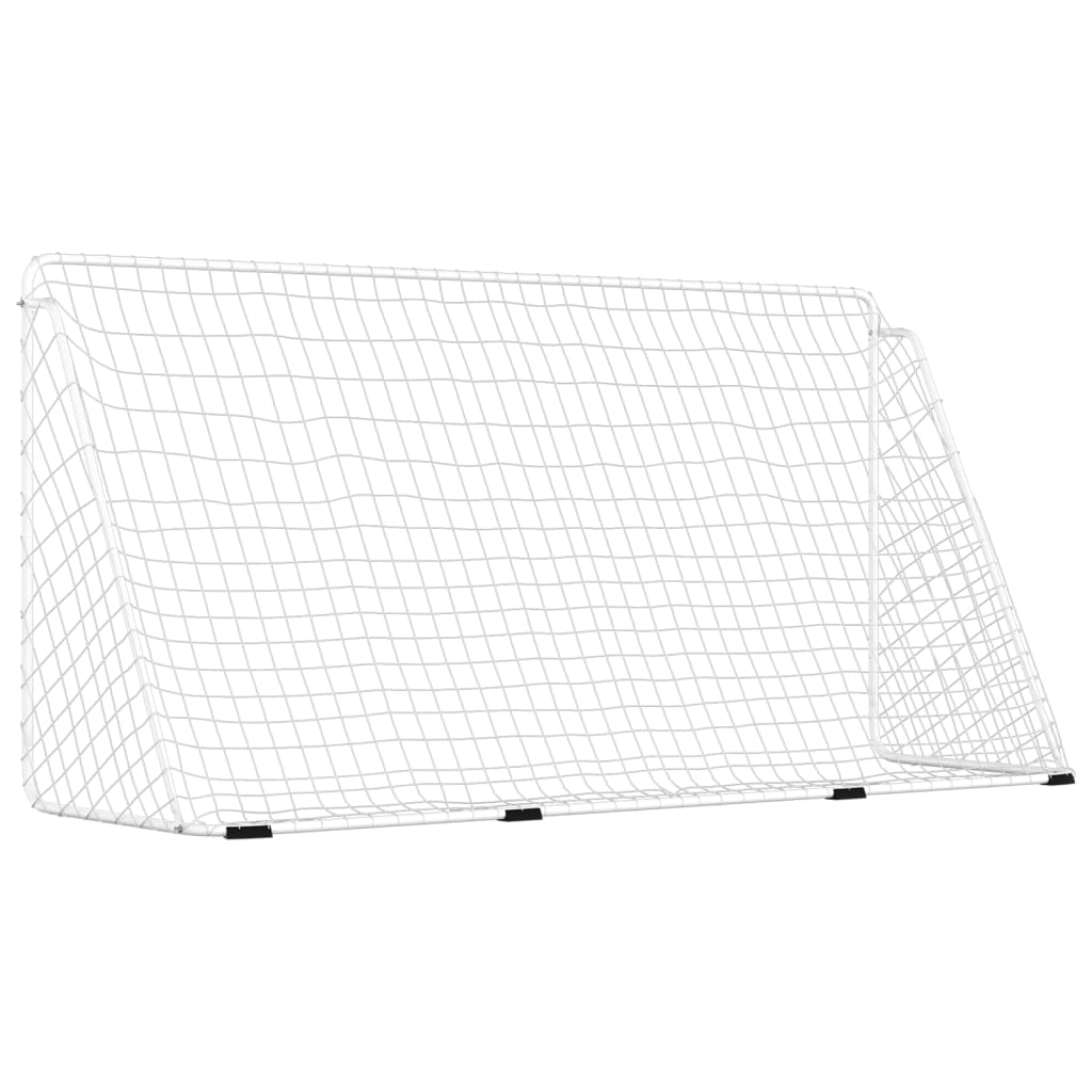 Voetbaldoel met net 366x122x182 cm staal wit - AllerleiShop