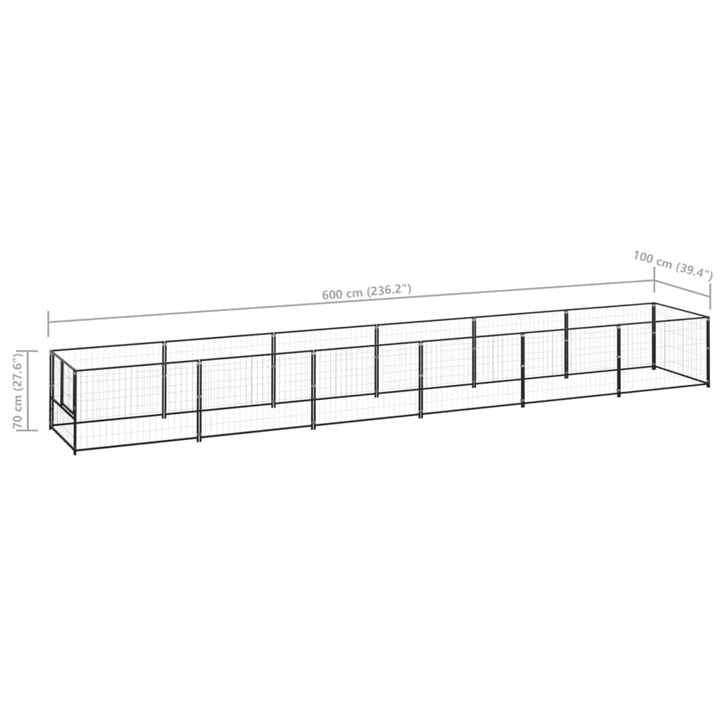 Hondenkennel 6 m² staal zwart - AllerleiShop