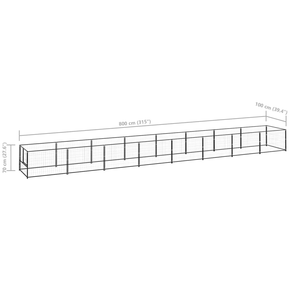 Hondenkennel 8 m² staal zwart - AllerleiShop