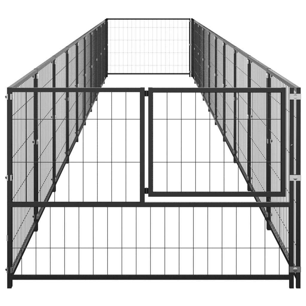 Hondenkennel 10 m² staal zwart - AllerleiShop