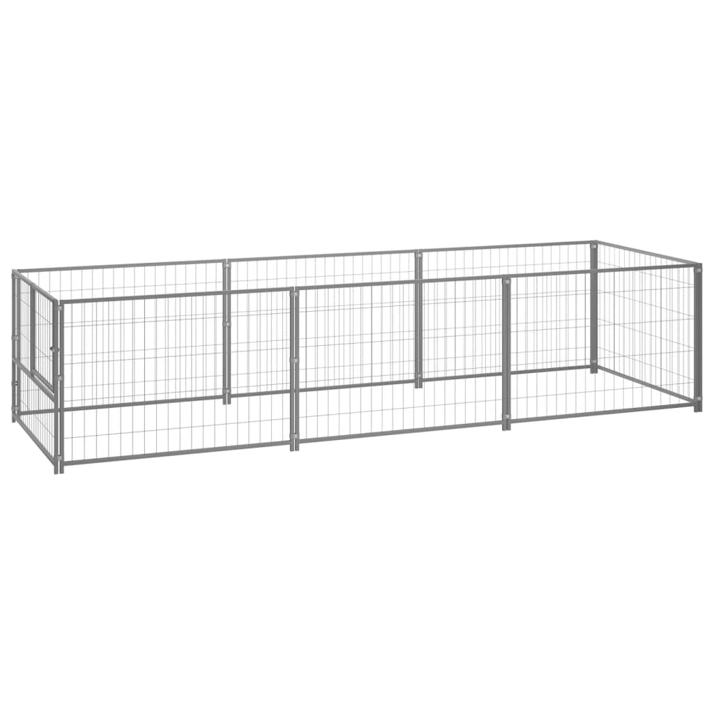 Hondenkennel 3 m² staal zilverkleurig - AllerleiShop