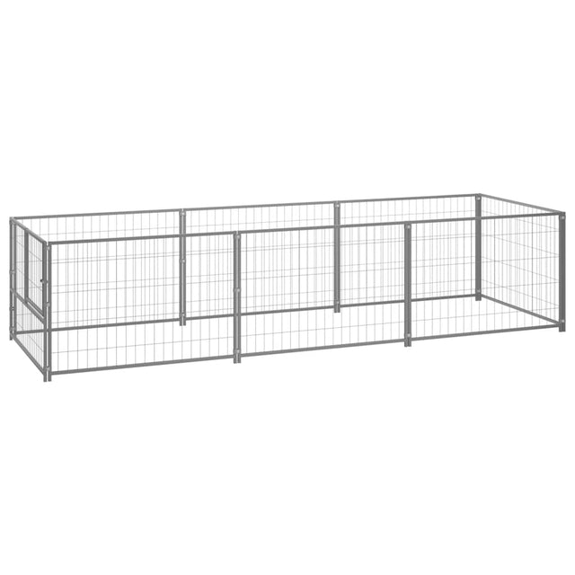 Hondenkennel 3 m² staal zilverkleurig - AllerleiShop