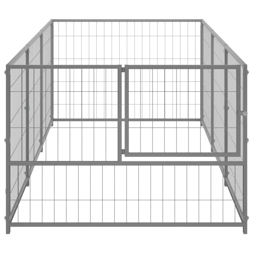 Hondenkennel 3 m² staal zilverkleurig - AllerleiShop