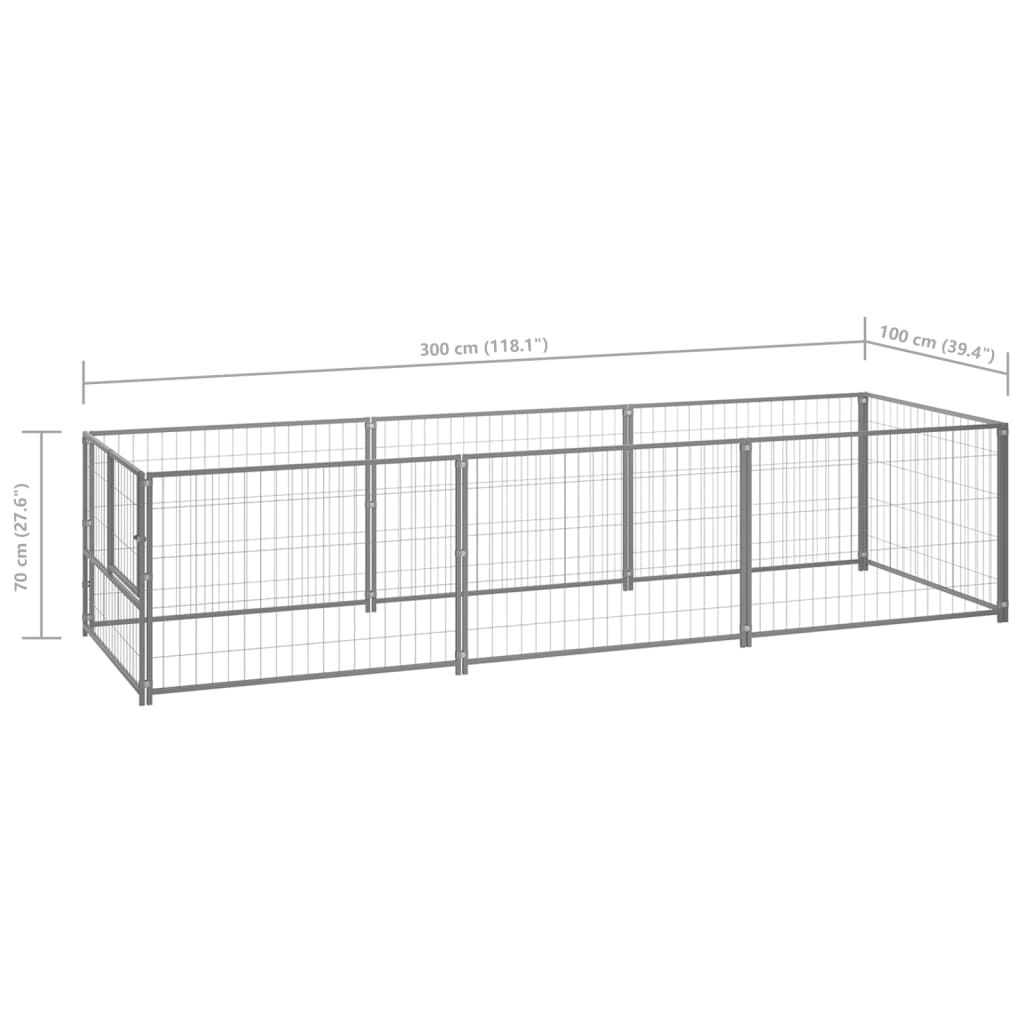 Hondenkennel 3 m² staal zilverkleurig - AllerleiShop