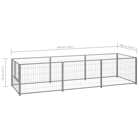 Hondenkennel 3 m² staal zilverkleurig - AllerleiShop