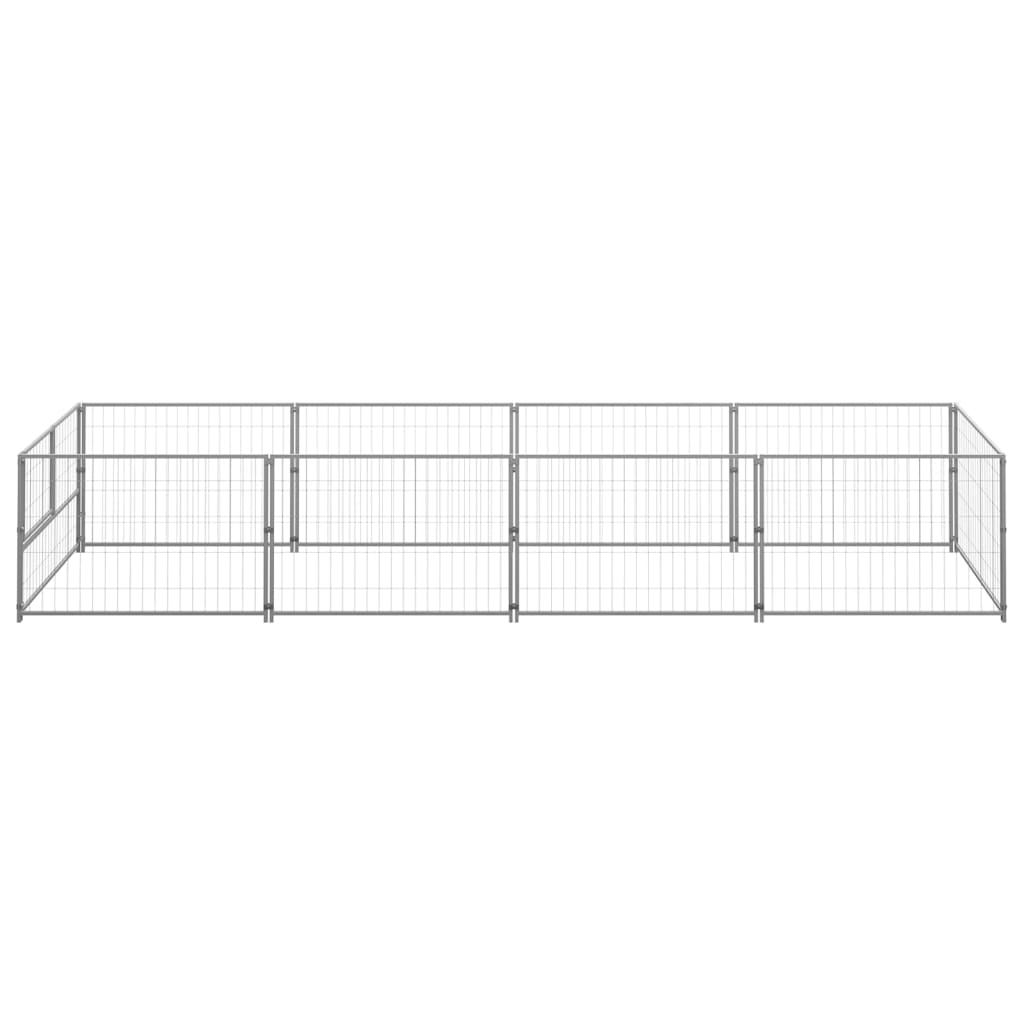 Hondenkennel 4 m² staal zilverkleurig - AllerleiShop