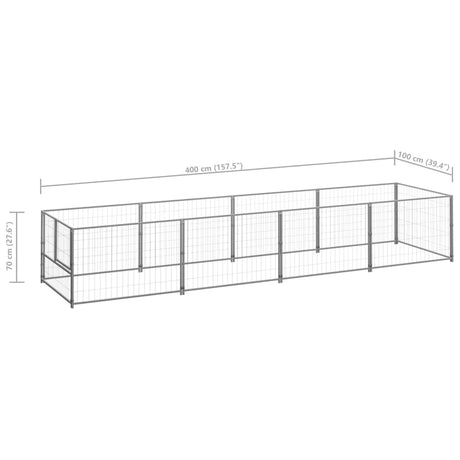 Hondenkennel 4 m² staal zilverkleurig - AllerleiShop