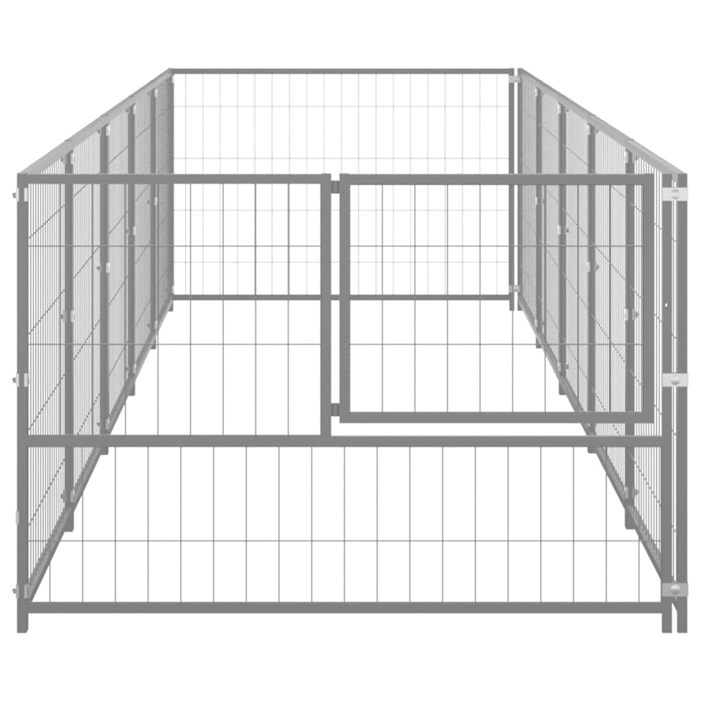 Hondenkennel 5 m² staal zilverkleurig - AllerleiShop