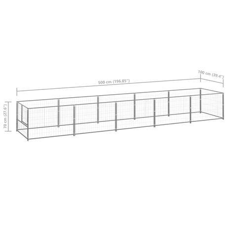 Hondenkennel 5 m² staal zilverkleurig - AllerleiShop