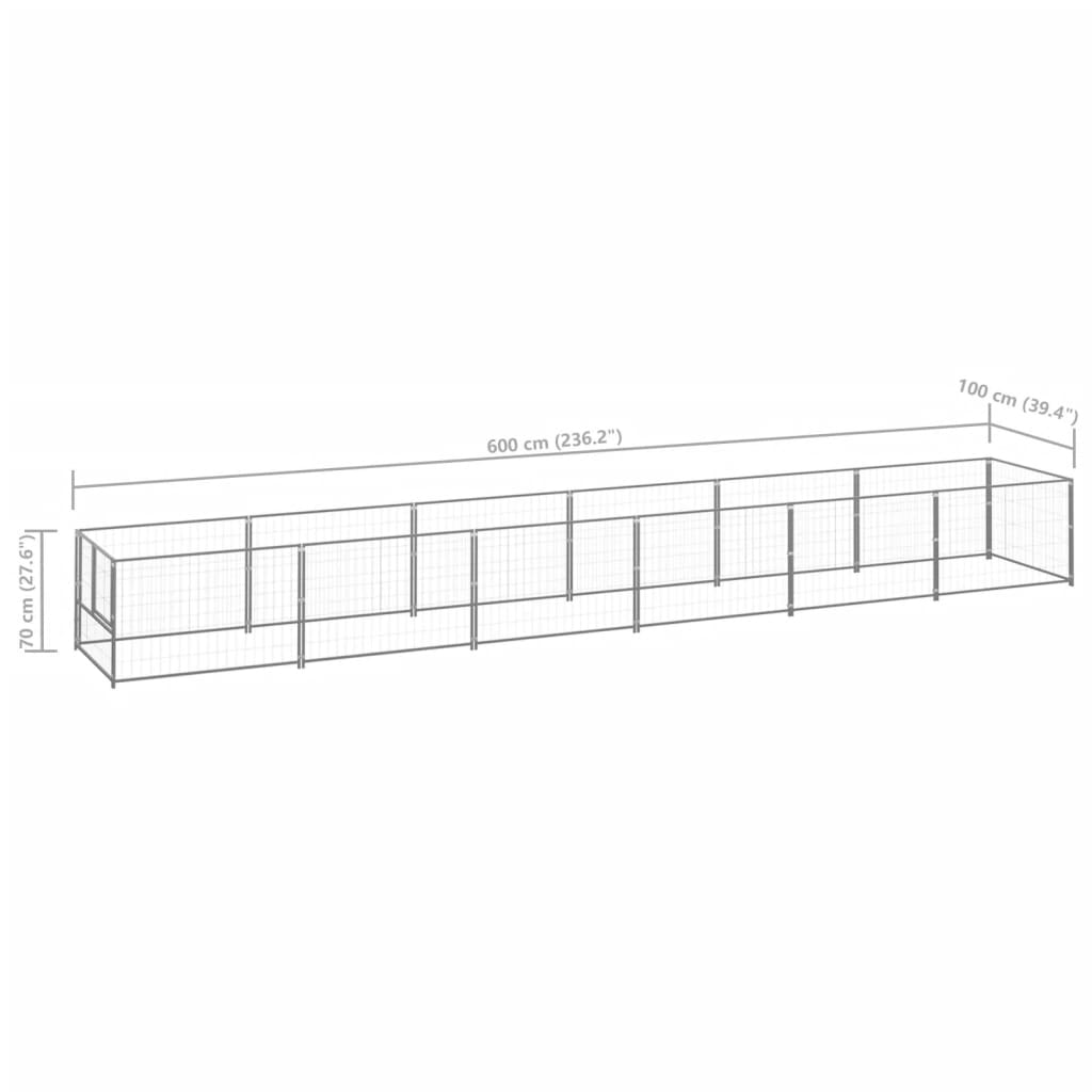 Hondenkennel 6 m² staal zilverkleurig - AllerleiShop