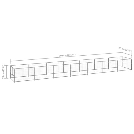 Hondenkennel 7 m² staal zilverkleurig - AllerleiShop