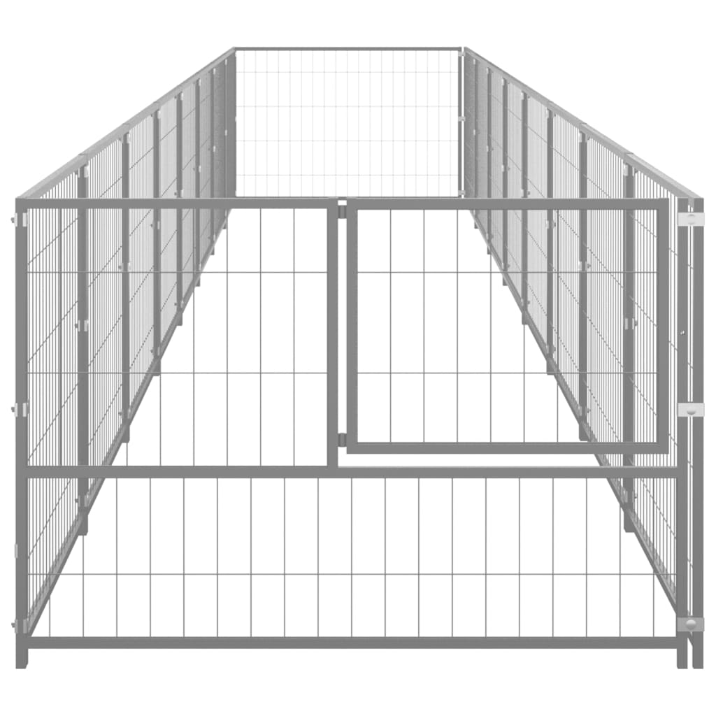 Hondenkennel 8 m² staal zilverkleurig - AllerleiShop