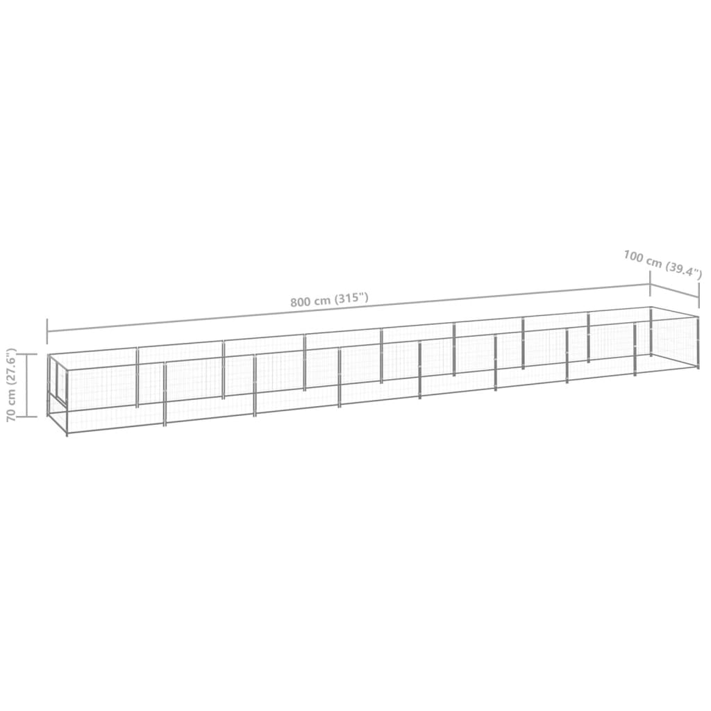 Hondenkennel 8 m² staal zilverkleurig - AllerleiShop