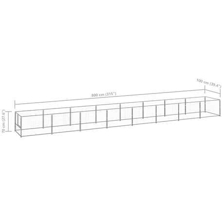 Hondenkennel 8 m² staal zilverkleurig - AllerleiShop