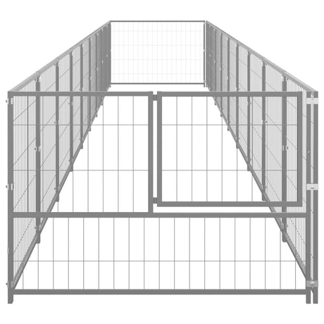 Hondenkennel 9 m² staal zilverkleurig - AllerleiShop