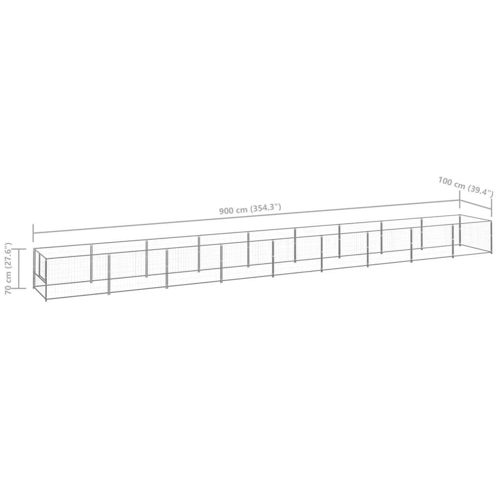 Hondenkennel 9 m² staal zilverkleurig - AllerleiShop