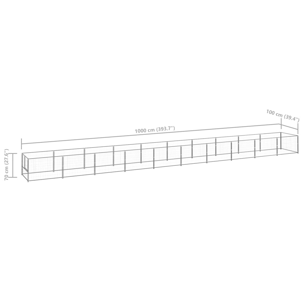 Hondenkennel 10 m² staal zilverkleurig - AllerleiShop