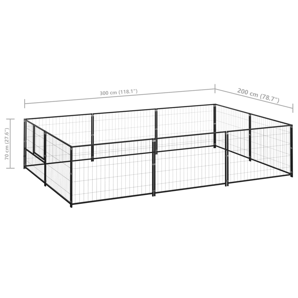 Hondenkennel 6 m² staal zwart - AllerleiShop