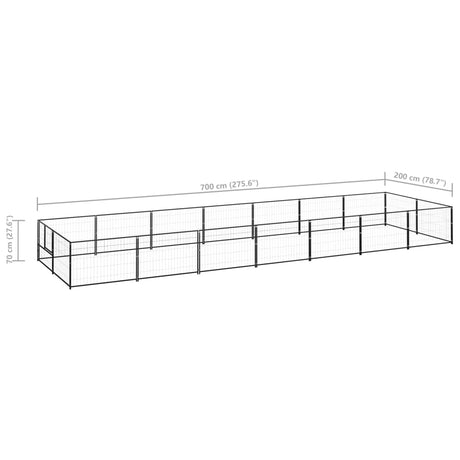 Hondenkennel 14 m² staal zwart - AllerleiShop