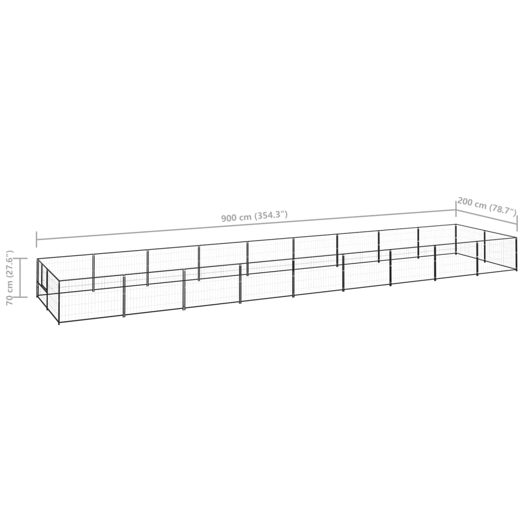 Hondenkennel 18 m² staal zwart - AllerleiShop