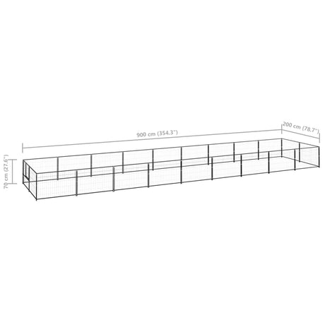 Hondenkennel 18 m² staal zwart - AllerleiShop