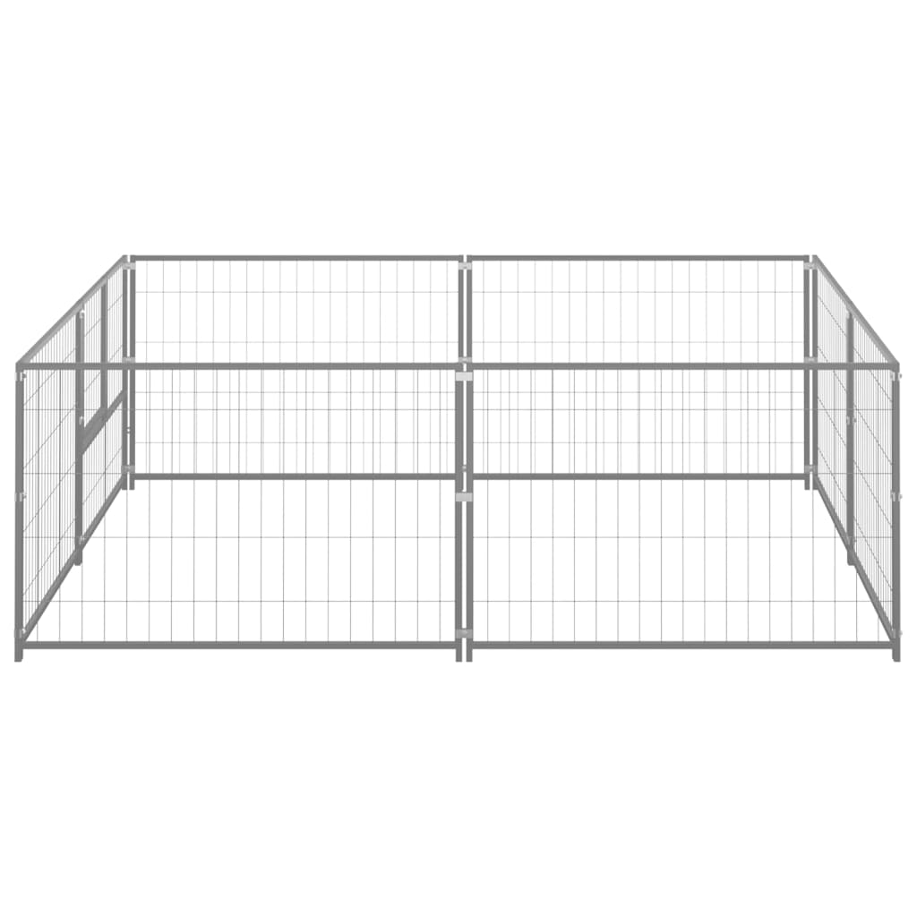 Hondenkennel 4 m² staal zilverkleurig - AllerleiShop