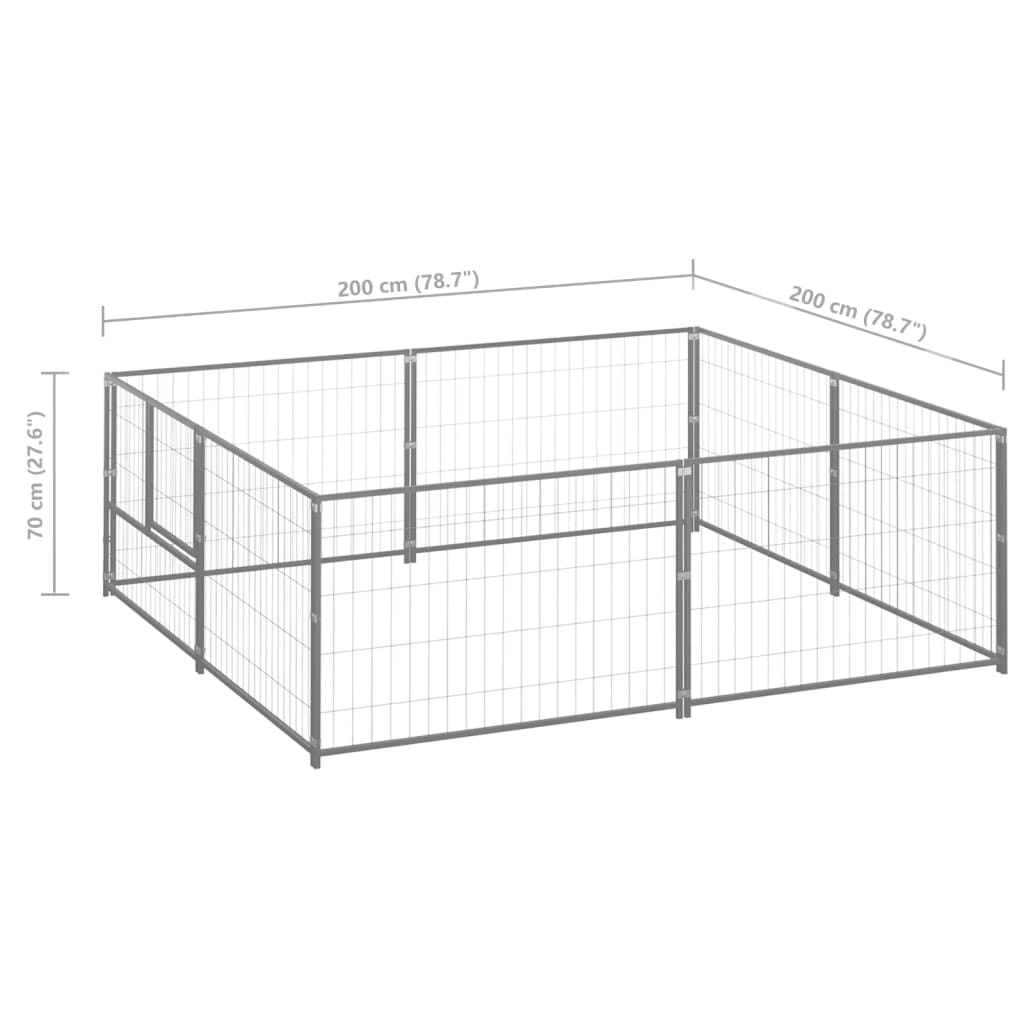 Hondenkennel 4 m² staal zilverkleurig - AllerleiShop