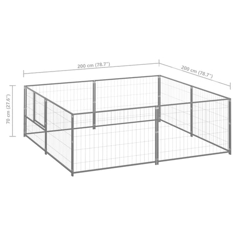 Hondenkennel 4 m² staal zilverkleurig - AllerleiShop