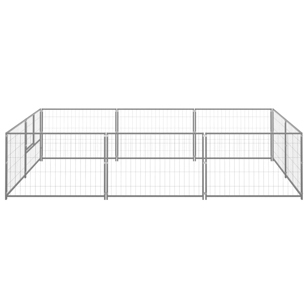 Hondenkennel 6 m² staal zilverkleurig - AllerleiShop