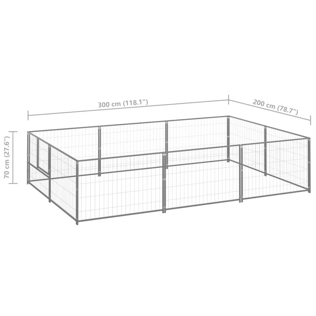 Hondenkennel 6 m² staal zilverkleurig - AllerleiShop