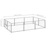 Hondenkennel 6 m² staal zilverkleurig - AllerleiShop