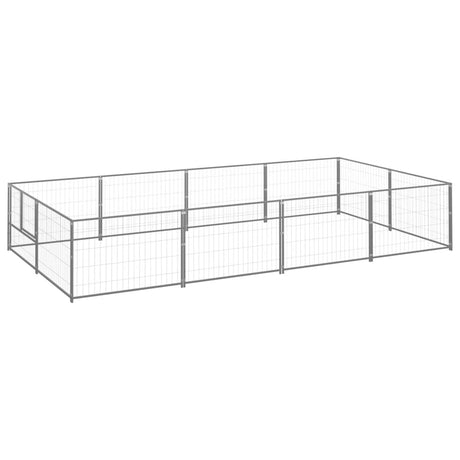 Hondenkennel 8 m² staal zilverkleurig - AllerleiShop