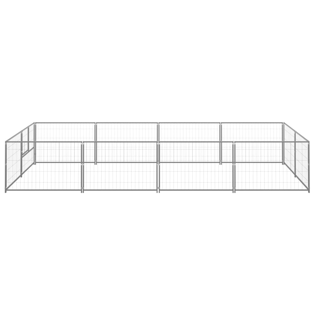 Hondenkennel 8 m² staal zilverkleurig - AllerleiShop