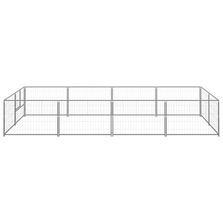 Hondenkennel 8 m² staal zilverkleurig - AllerleiShop