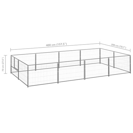 Hondenkennel 8 m² staal zilverkleurig - AllerleiShop