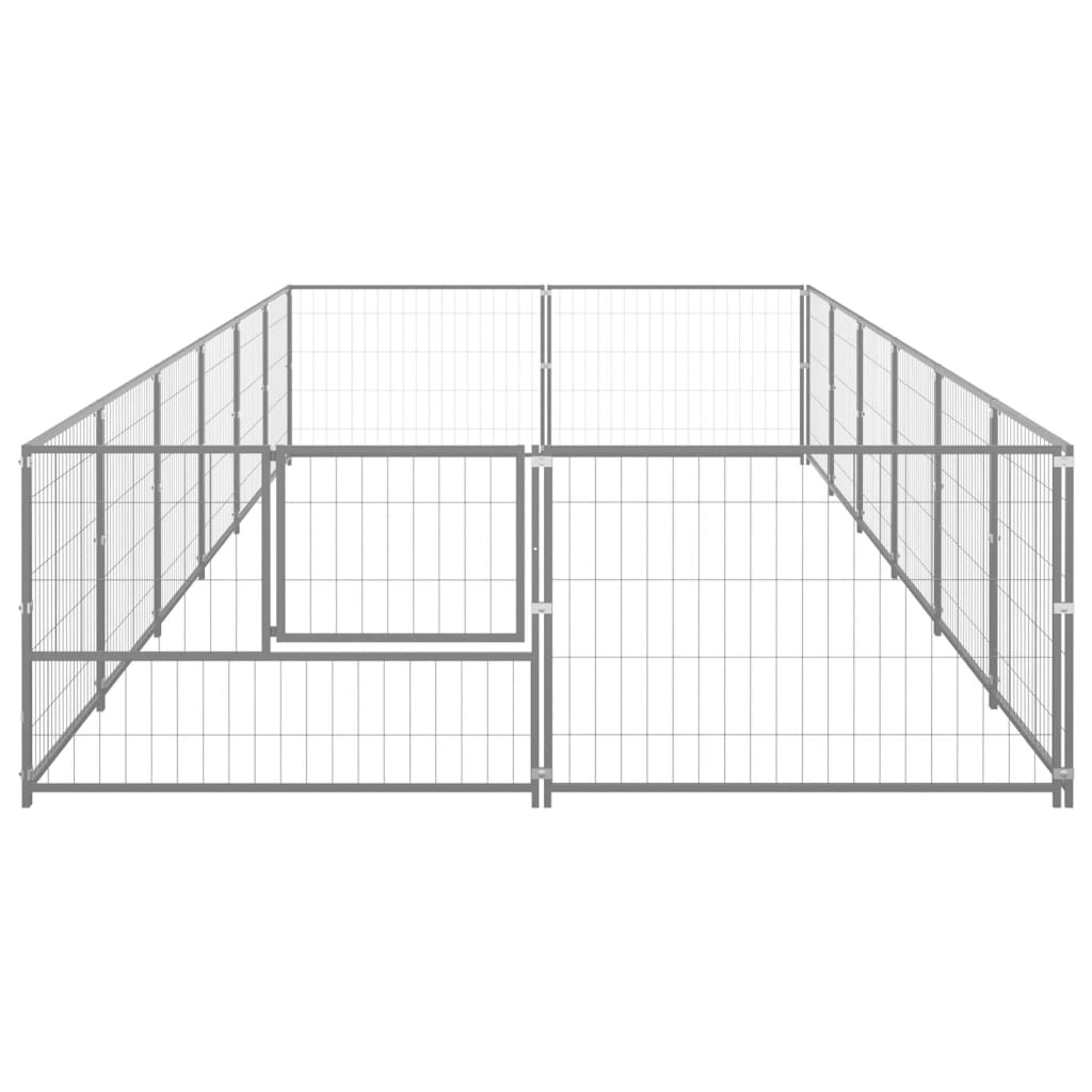 Hondenkennel 12 m² staal zilverkleurig - AllerleiShop