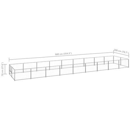 Hondenkennel 18 m² staal zilverkleurig - AllerleiShop