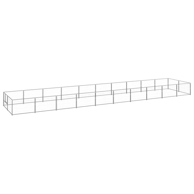 Hondenkennel 20 m² staal zilverkleurig - AllerleiShop