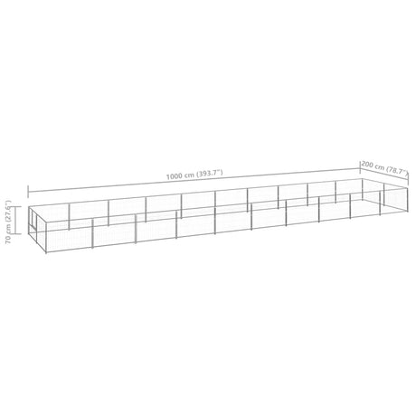 Hondenkennel 20 m² staal zilverkleurig - AllerleiShop