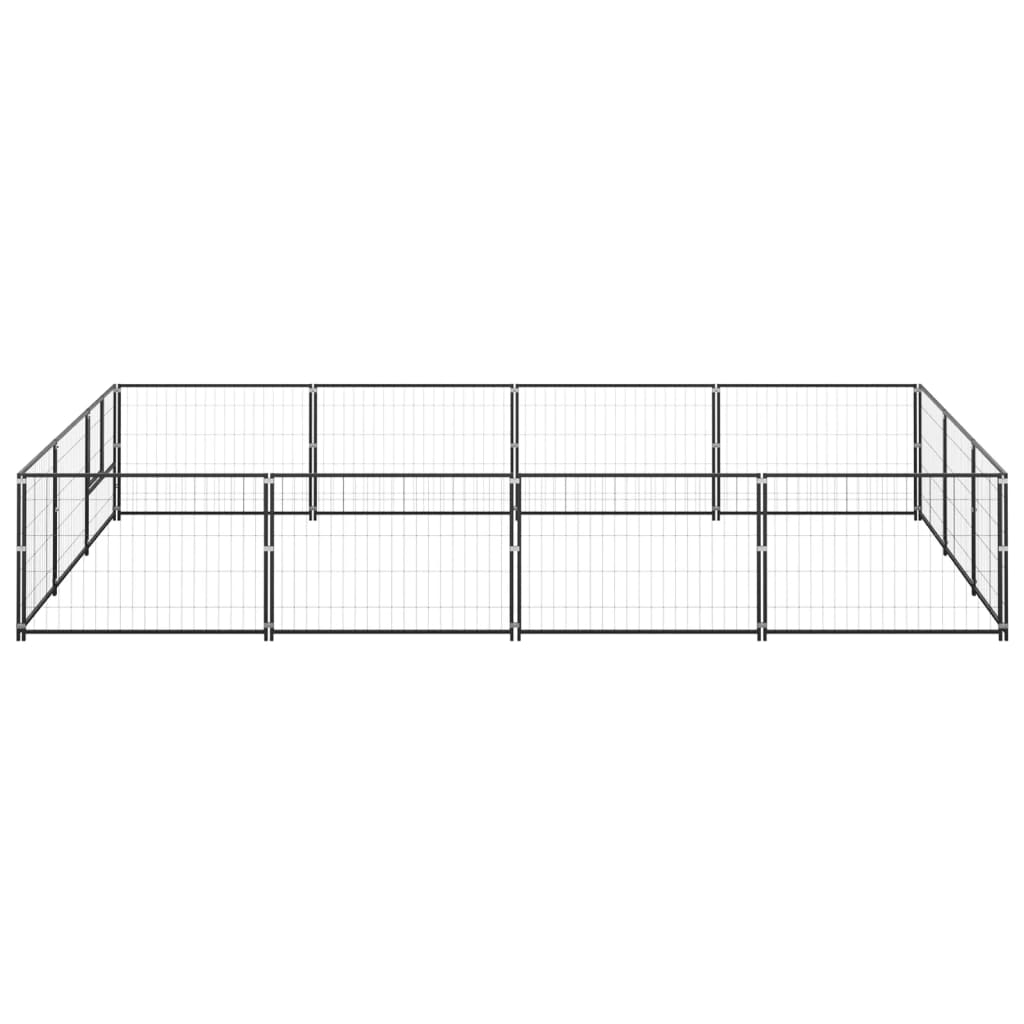 Hondenkennel 12 m² staal zwart - AllerleiShop