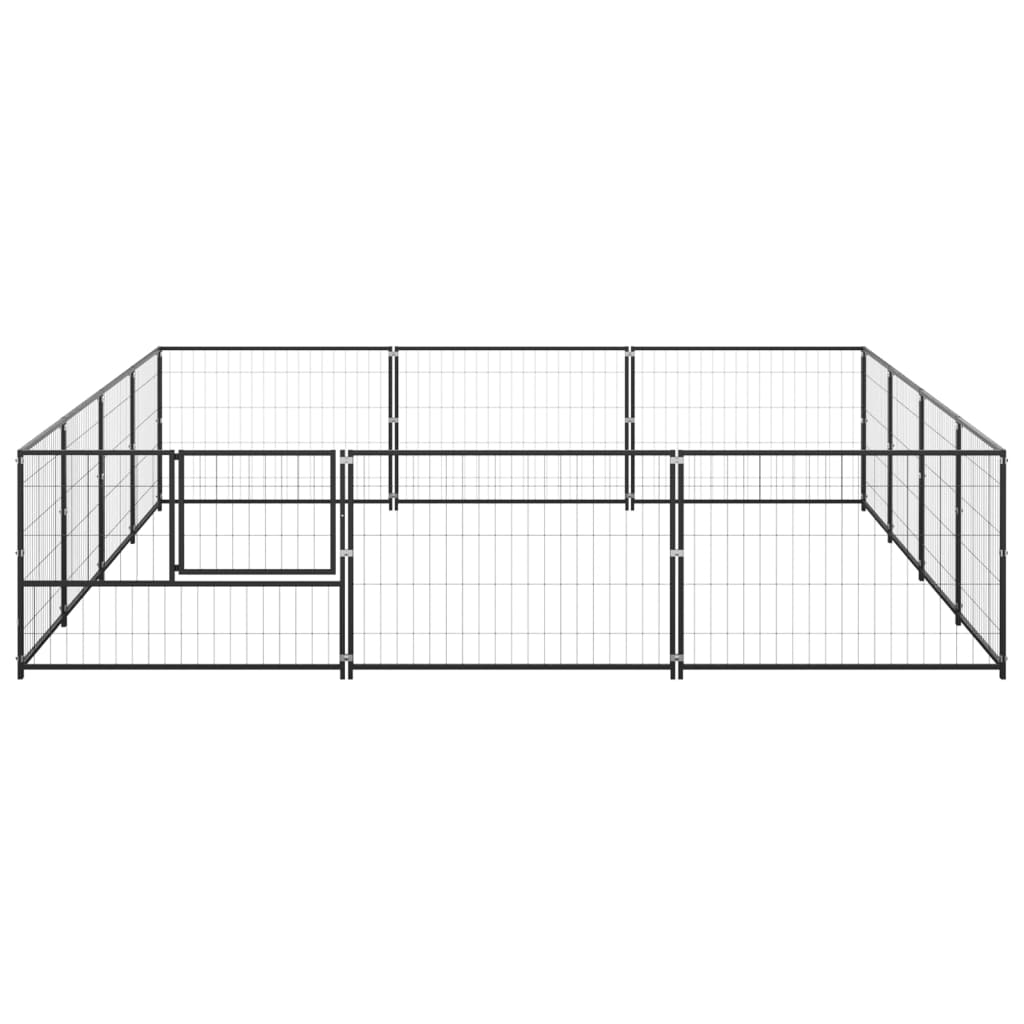 Hondenkennel 12 m² staal zwart - AllerleiShop