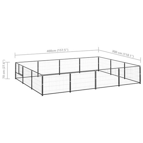 Hondenkennel 12 m² staal zwart - AllerleiShop