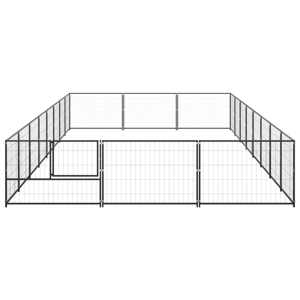 Hondenkennel 24 m² staal zwart - AllerleiShop