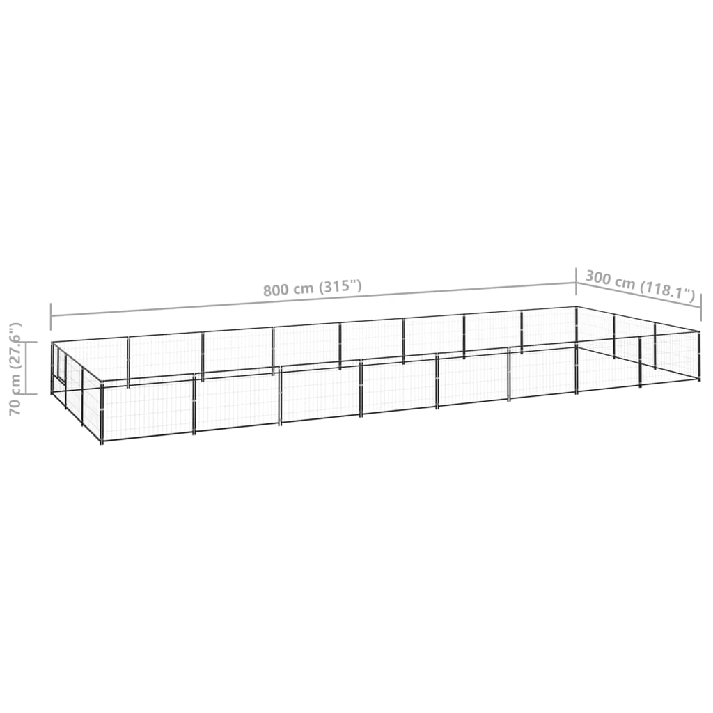 Hondenkennel 24 m² staal zwart - AllerleiShop