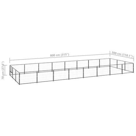 Hondenkennel 24 m² staal zwart - AllerleiShop