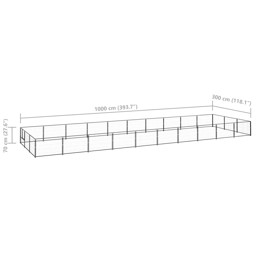 Hondenkennel 30 m² staal zwart - AllerleiShop