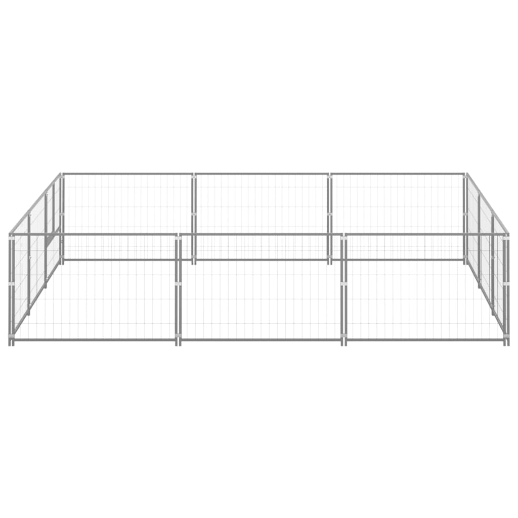 Hondenkennel 9 m² staal zilverkleurig - AllerleiShop