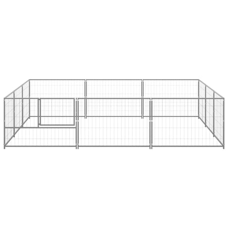 Hondenkennel 9 m² staal zilverkleurig - AllerleiShop