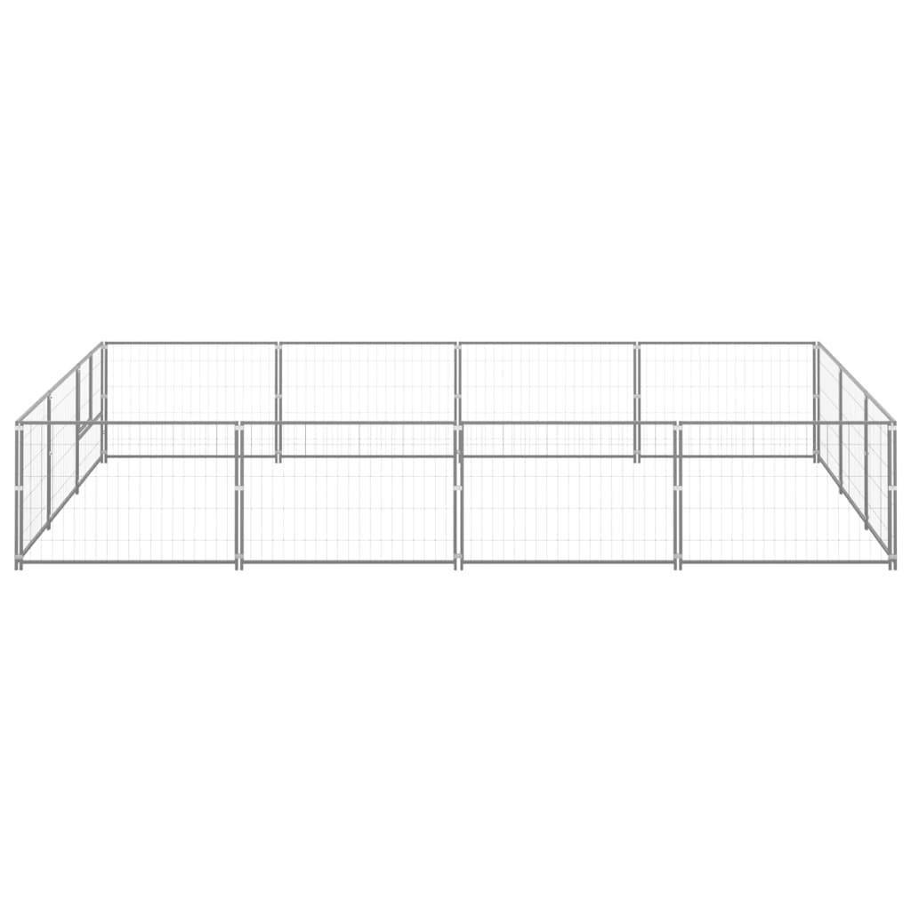 Hondenkennel 12 m² staal zilverkleurig - AllerleiShop