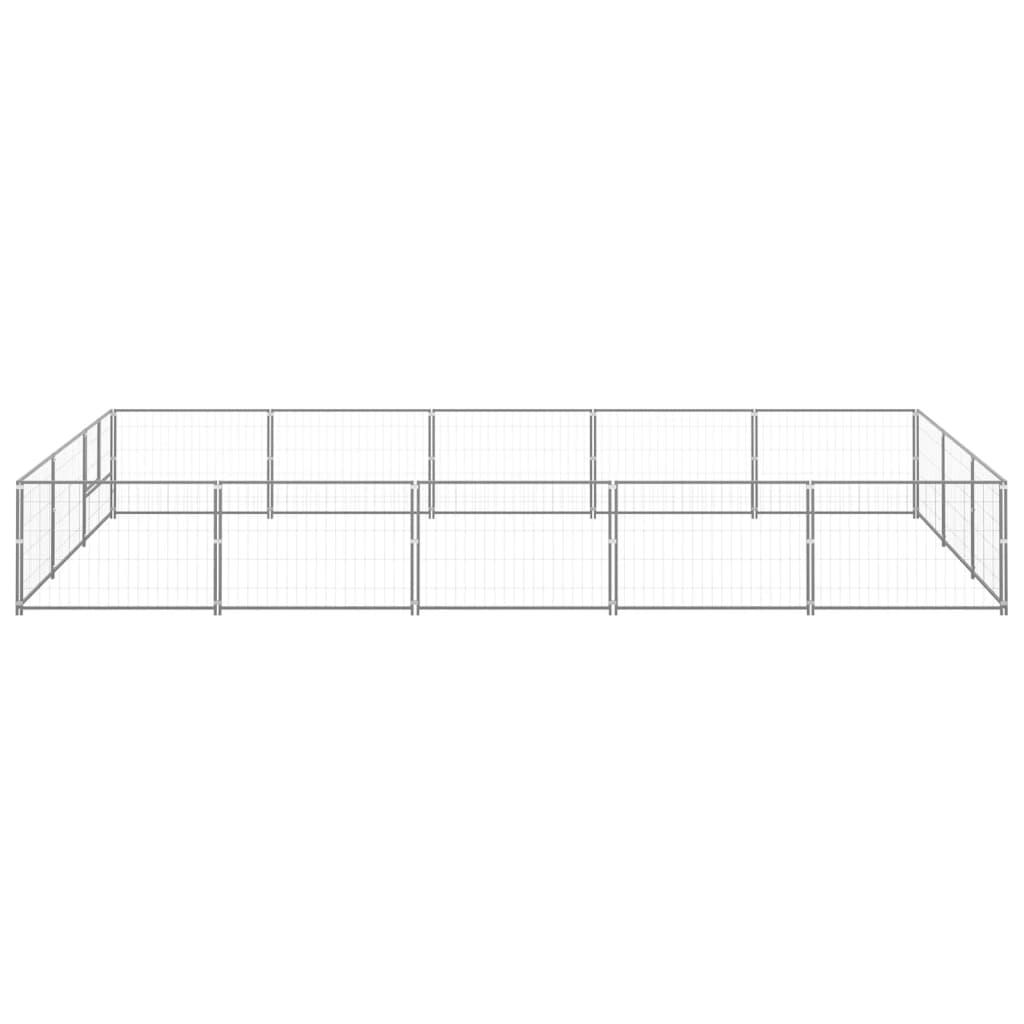 Hondenkennel 15 m² staal zilverkleurig - AllerleiShop